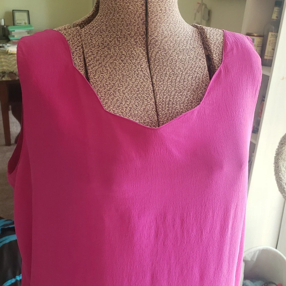 Casual Corner Silk Pink Sleeveless Tank Top, Sz L - Picture 2 of 10